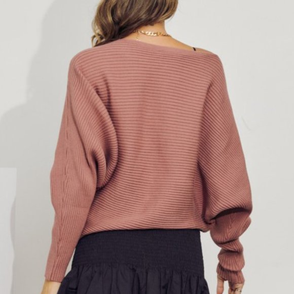 Horizontal Ribbing Dolman Sleeve Sweater - Picture 3 of 6